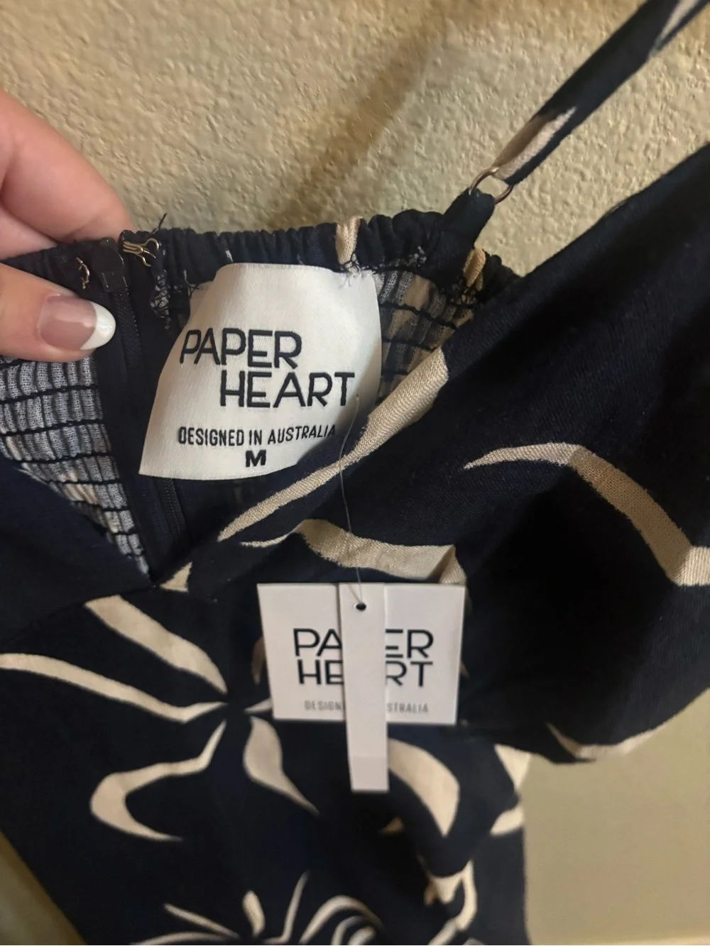 NWT Paper Heart Linen-Blend V-Neck Maxi Dress Navy Size M